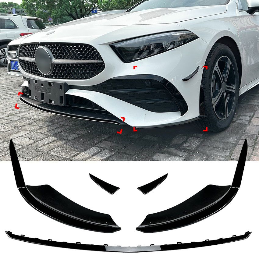 6286⭐AERO FLAPS NERO Anteriore adatto per Mercedes W177 Classe A restyling⭐