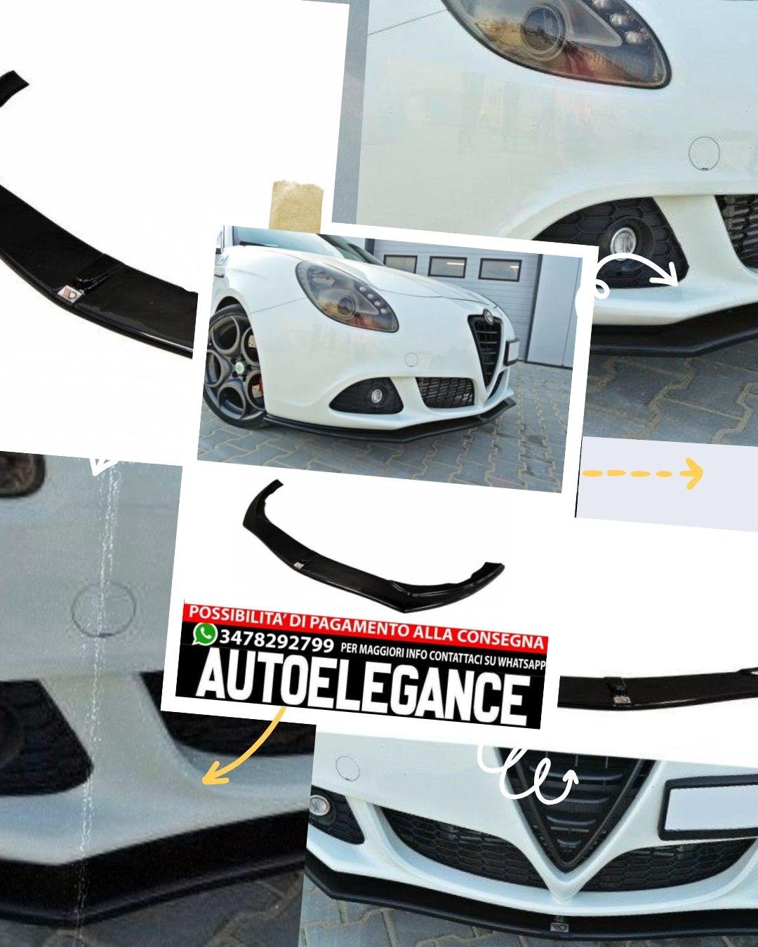 AUTOELEGANCETUNING - AUTOELEGANCETUNING - ALFA ROMEO GIULIETTA SPLITTER  SOTTO PARAURTI ANTERIORE ABS NERO