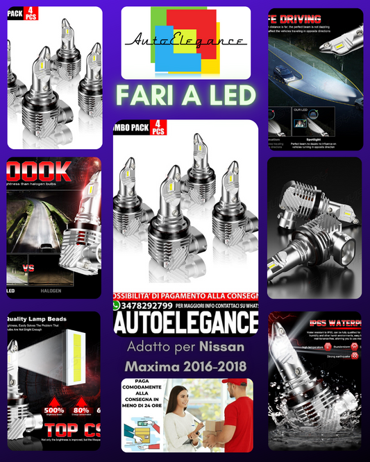 4pc LED Faro Abbagliante AAnabbagliante Lampadine Combo 6000K Per Nissan Maxima
