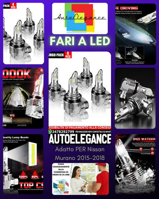 Per Nissan Murano 2015-2018 6000K Faro Anteriore A LED Lampadine Abbaglianti