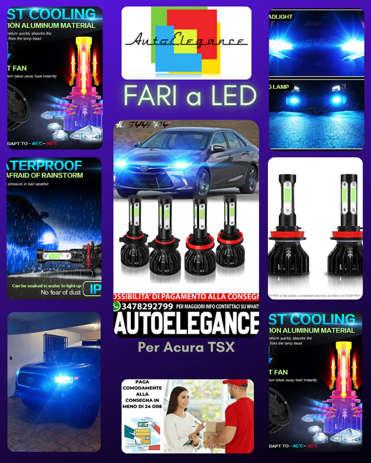 Per Acura TSX 2009-2014 - 4Pz Faro LED + Lampadine Fendinebbia Combo 8000K BLU
