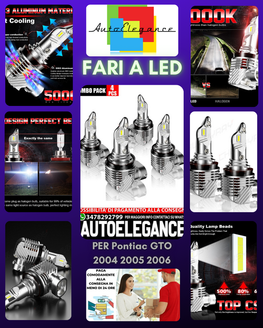 6000K 4pc LED Faro Abbagliante Alto Fascio Lampadine Combo Per Pontiac GTO 2004
