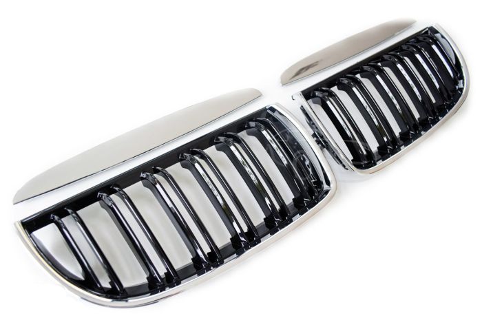 🤩BLACK CHROME DOUBLE STRIPE RADIATOR GRILLE SUITABLE FOR BMW E90 E91 2008+🤩