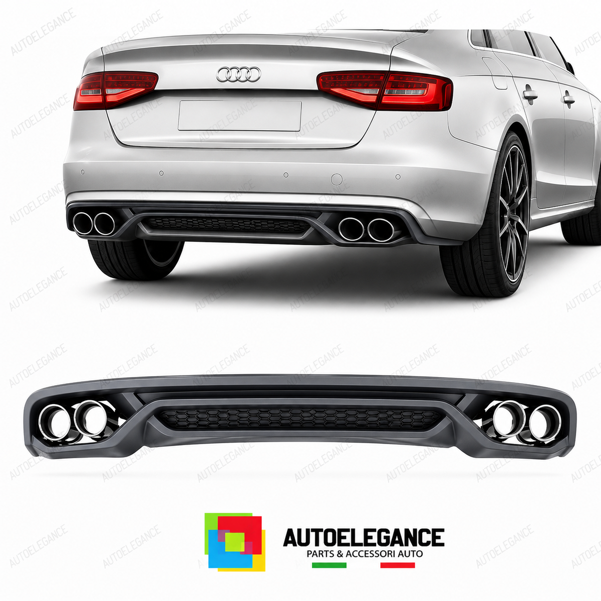DIFUSORE AUDI A4 B8 12-15 LOOK ABT + TERMINALI DI SCARICO