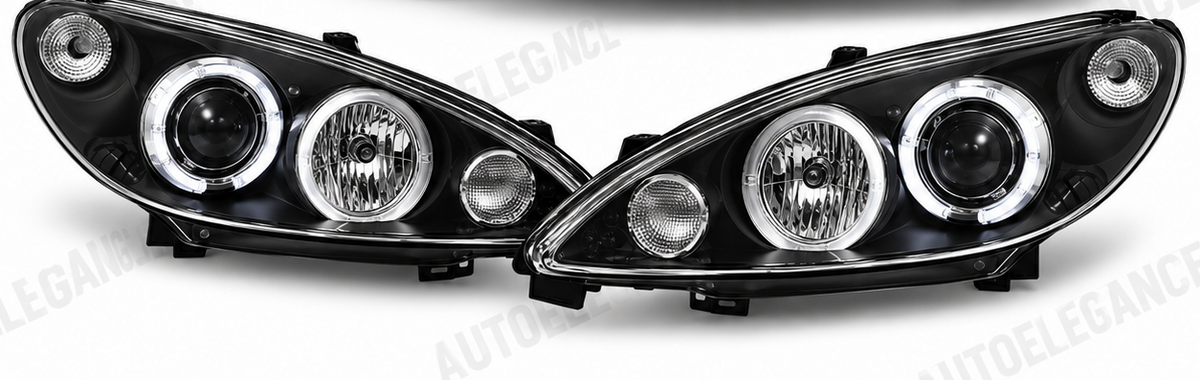 ART.11086 FARI ANTERIORI ADATTO PER PEUGEOT 206 02- LED NERO