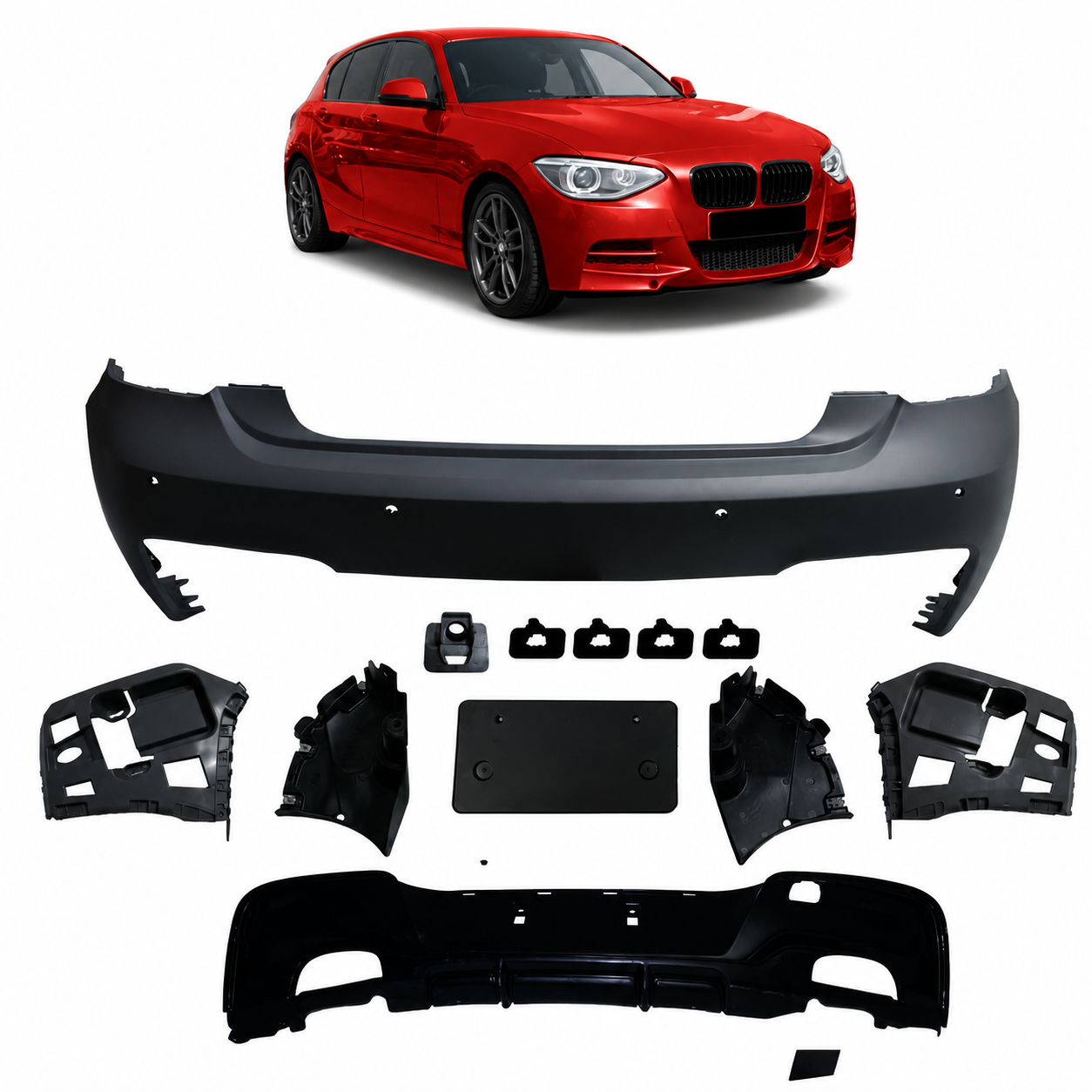 👉Paraurti posteriore M-Tech con diffusore PDC per BMW Serie 1 F20 F21 11-15👈