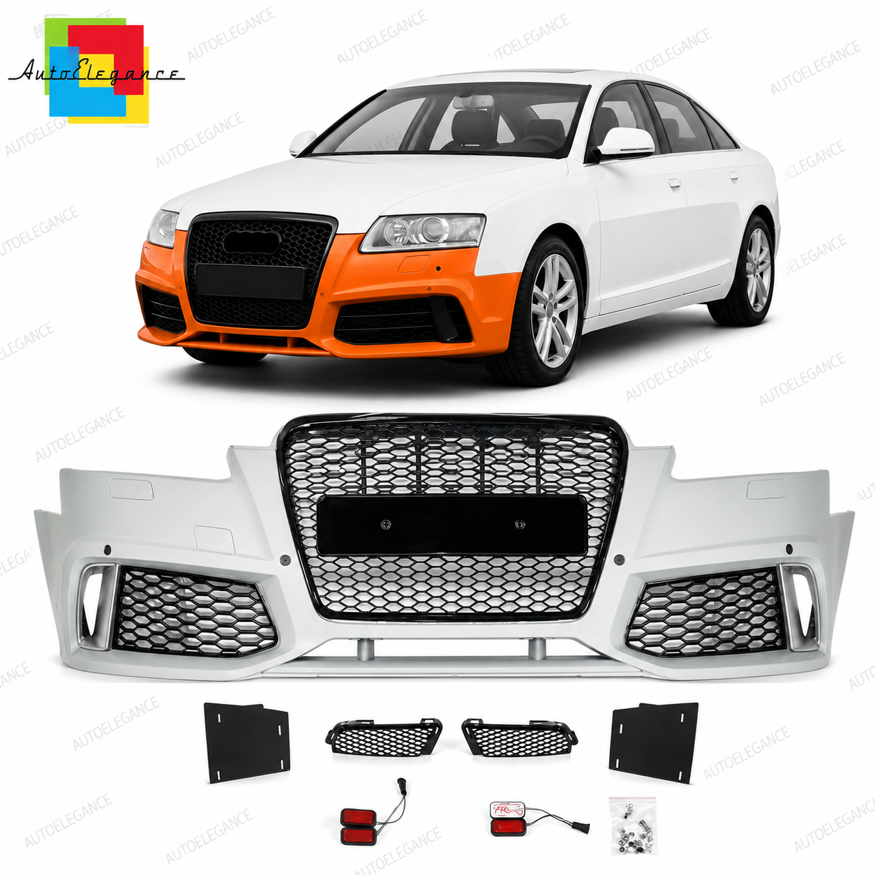 👉Paraurti anteriore con griglia adatto per Audi A6 C6 (4F) 2004-2011👈