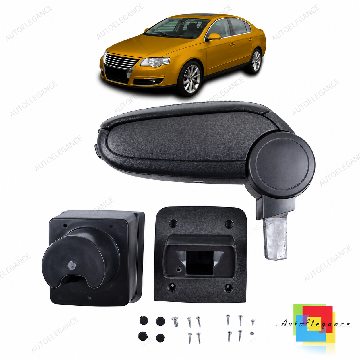 👉Bracciolo con vano portaoggetti in pelle PU nera VW Passat B6 05-10👈