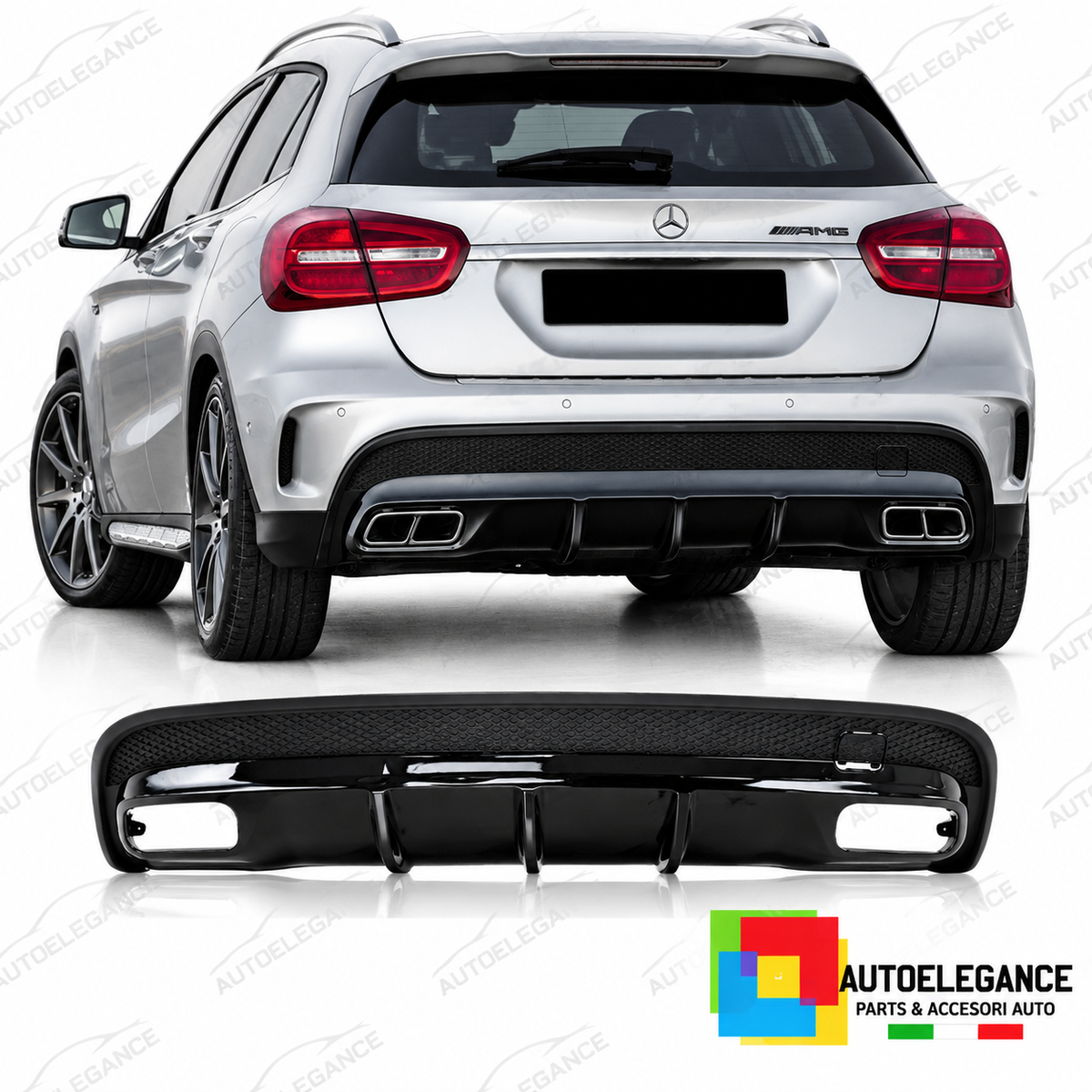 DIFFUSORE ADATTO PER MERCEDES X156 AMG 13-19 LOOK GLA45 ARGENTO