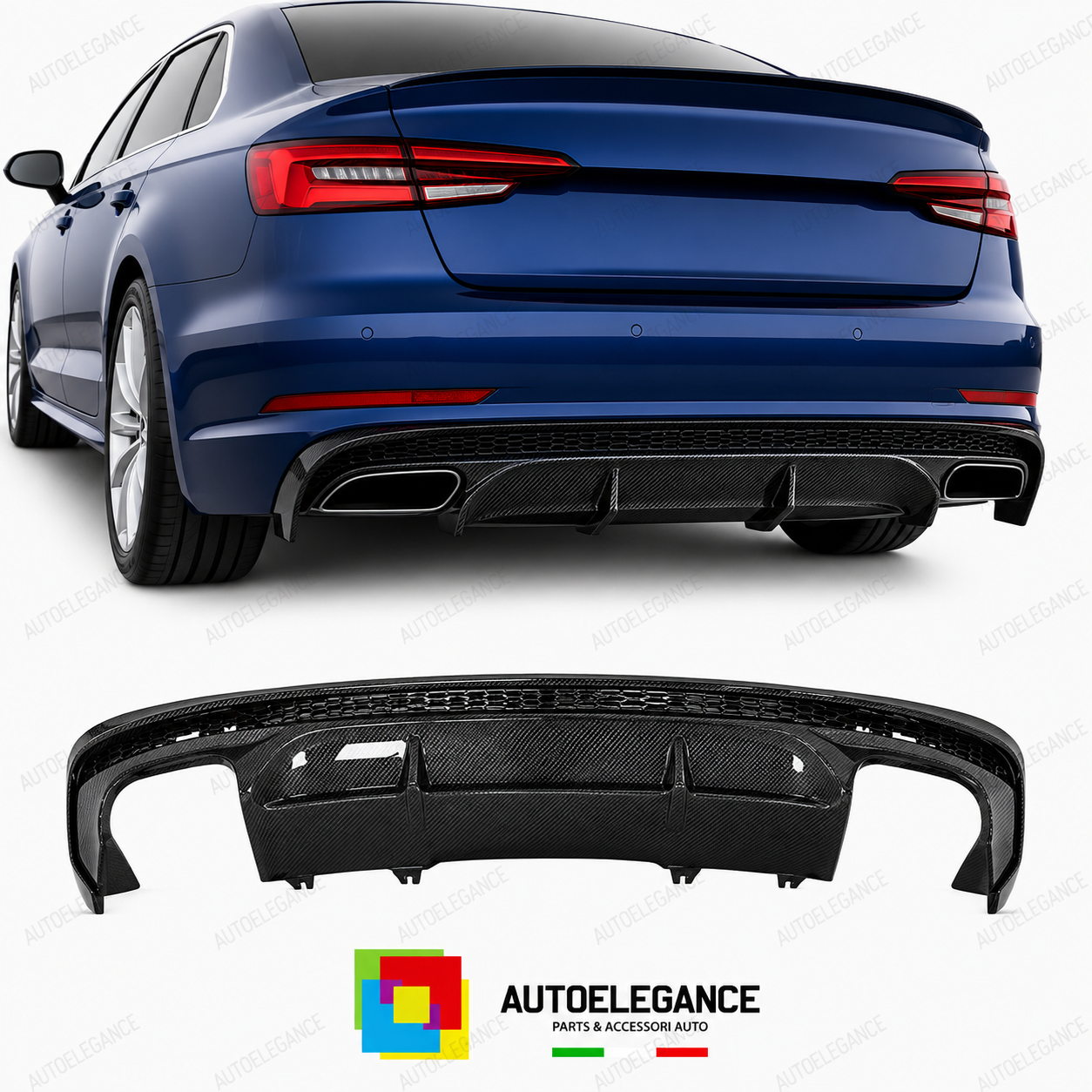 DIFFUSORE AUDI A4 B9 S LINE 19-23 LOOK S4 CARBONIO