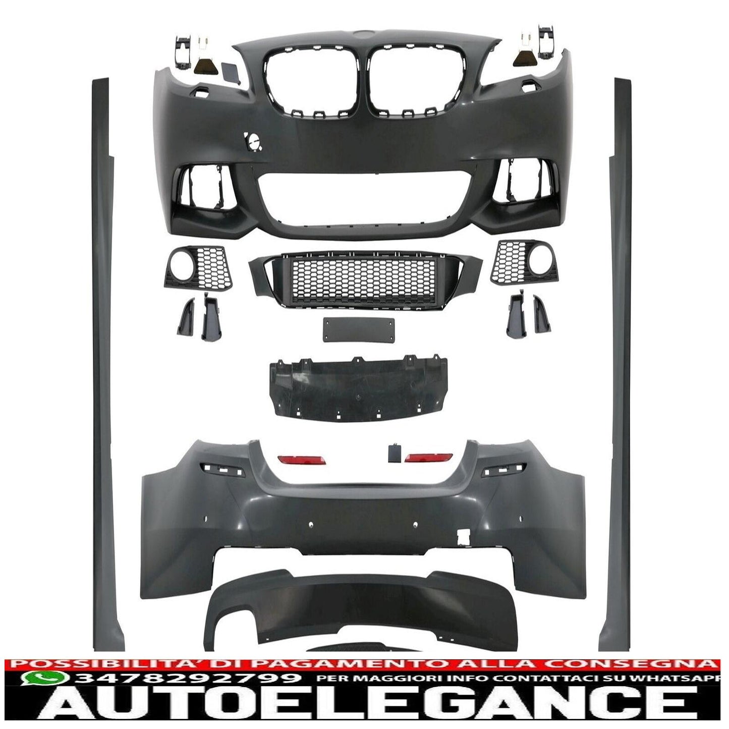 Kit carrozzeria per BMW Serie 5 F10 11-14 Paraurti Gonne M-Technik Look