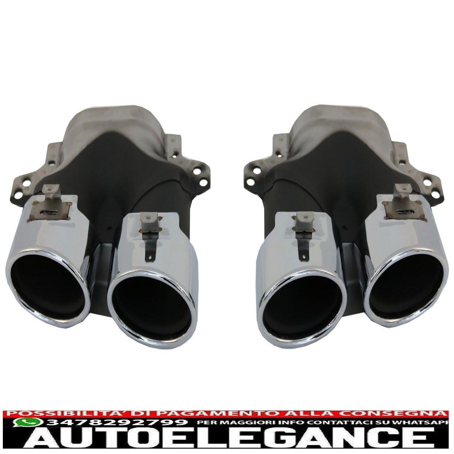 Diffuser for Mercedes E C238 A238 Sport Line 16-19 E53 Look Exhaust Silver - show original titleOriginal textDiffusor für Mercedes E C238 A238 Sport Line 16-19 E53 Look Auspuff Silber