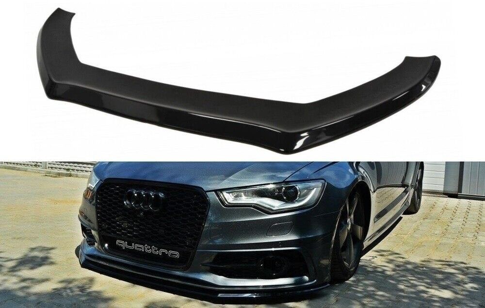 FRONT SPLITTER FOR AUDI A6 2011-2016 WITH SLINE S6 BUMPER - GLOSSY BLACK ABS