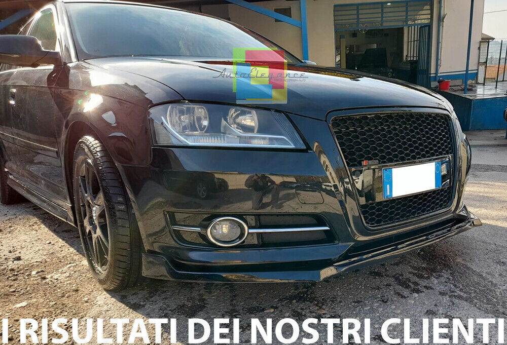 AUDI A3 8P 2009-2013 LIP SPOILER SOTTO PARAURTI ANTERIORE ABS NERO SPLITTER - V- AUTOELEGANCERICAMBI