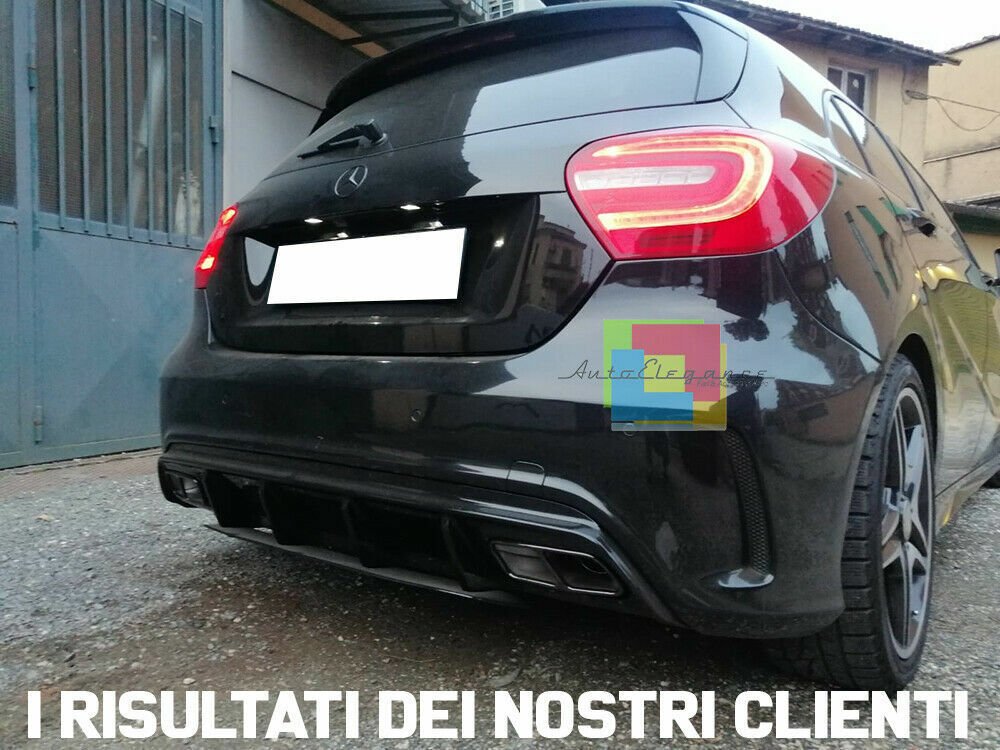 MERCEDES A-CLASS W176 UNDER BUMPER DIFFUSER + BLACK TIPPER AMG A45 .-