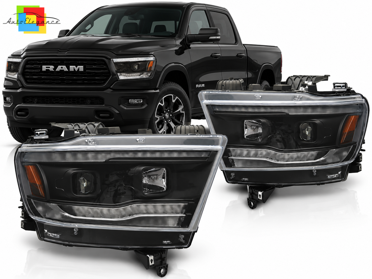 FARI ANTERIORI NERI A LED ADATTI PER DODGE RAM 19-22