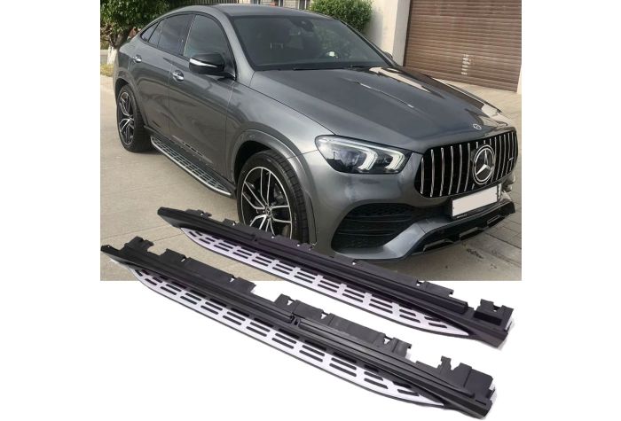 Aluminum running boards with non-slip rubber - Side Steps suitable for Mercedes C16