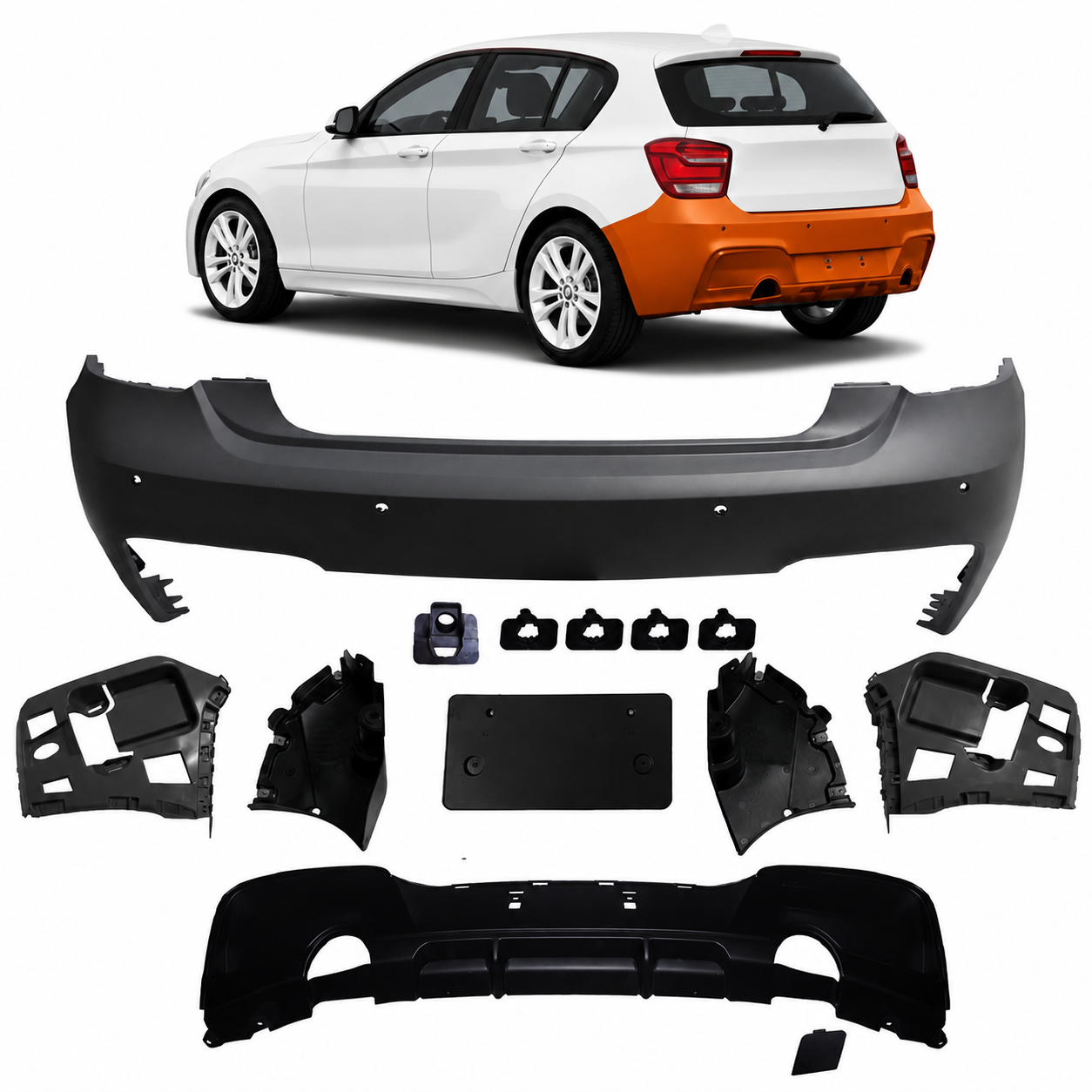 👉Paraurti posteriore sport con diffusore adatto per BMW Serie 1 F20 F21 11-15👈