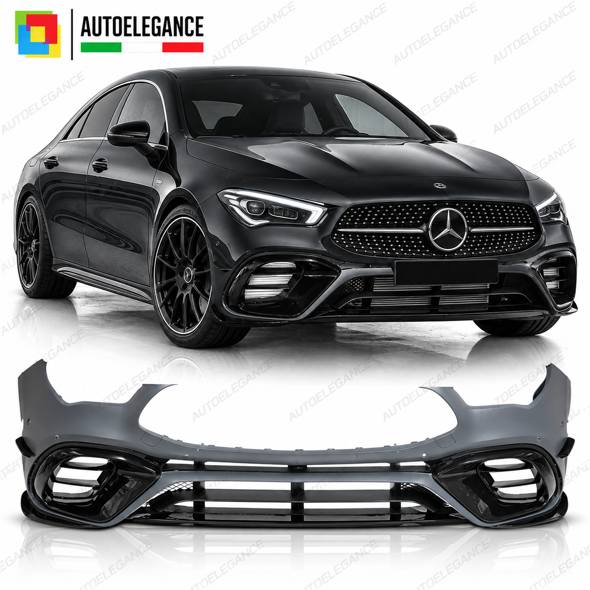 PARAURTI ANTERIORE SPORT NERO STILE PDC compatibile con MERCEDES CLA W118 19-23