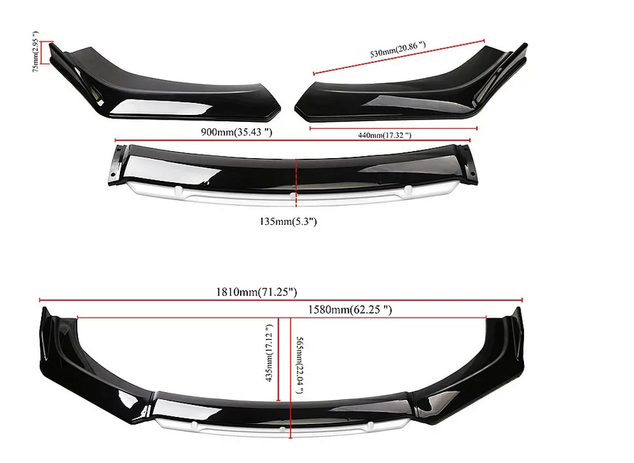 💕SPLITTER Audi A3 A4 A6 Q3 S3 S4 S6 B6 B7 B8 B8.5 NERO LUCIDO💕
