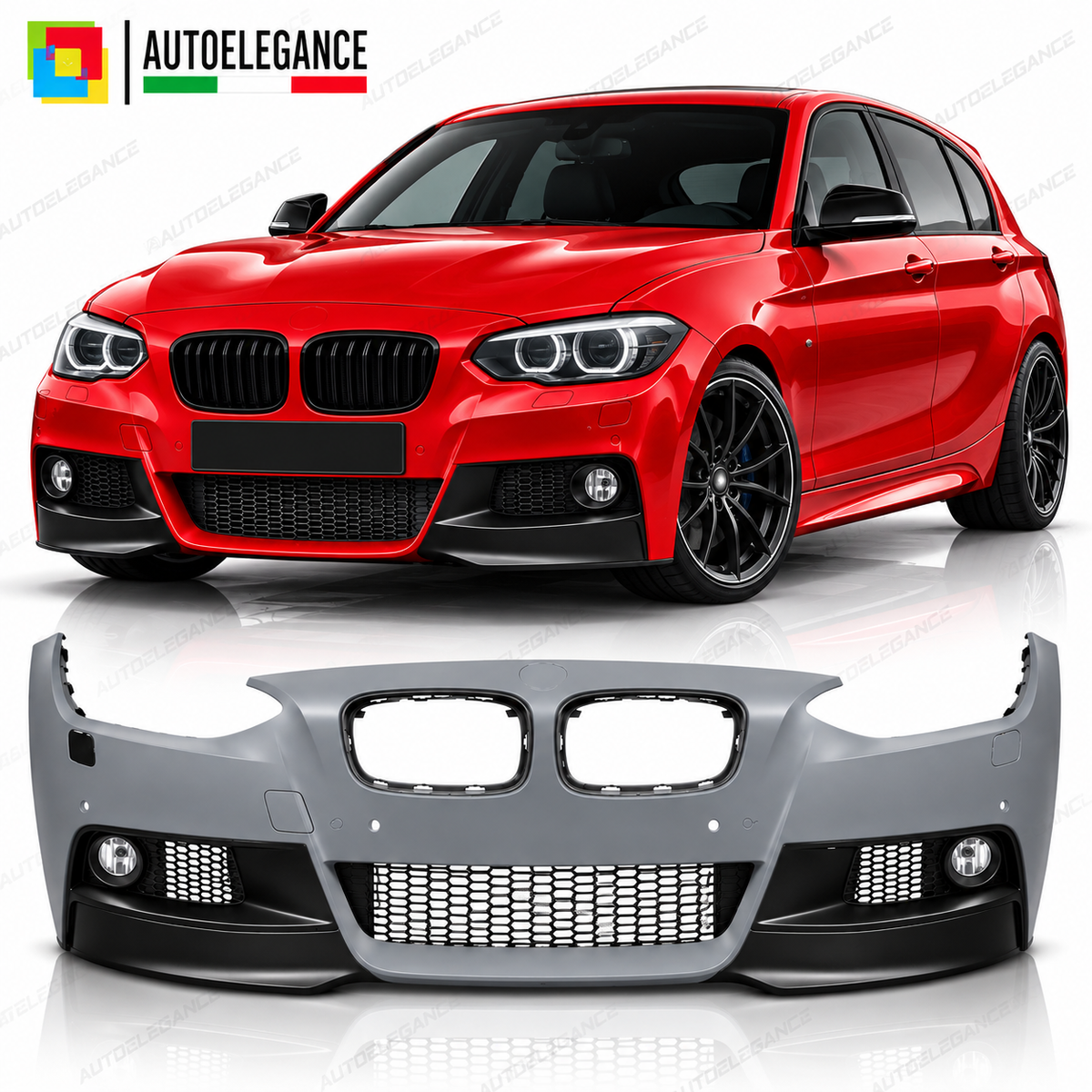 PARAURTI ANTERIORE SPORT CROMO NERO PDC ADATTO PER BMW F20 / F21 09.11-14 LOOK M
