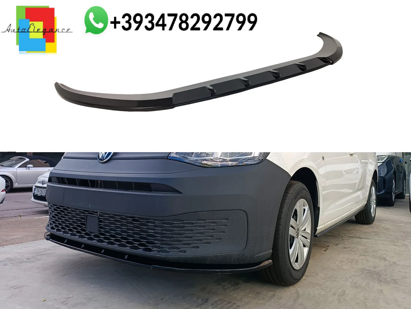 💕Splitter ANTERIORE V.2 Volkswagen Caddy Mk5 Nero Lucido💕