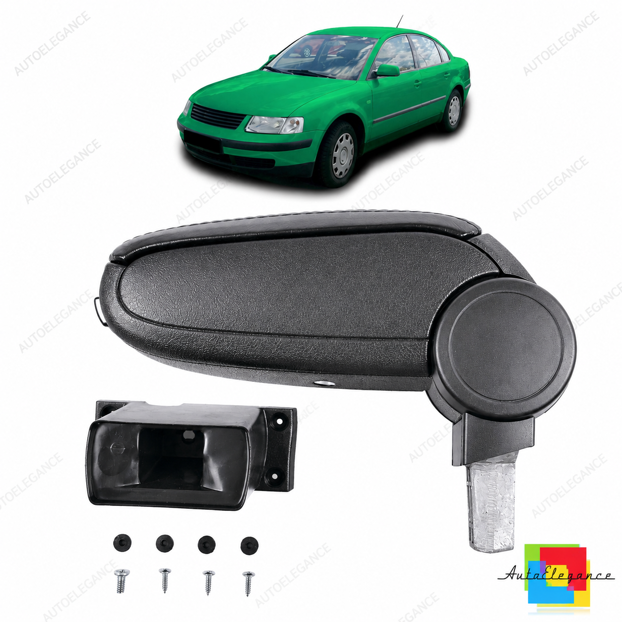 👉Bracciolo in pelle PU nera con vano portaoggetti VW Passat B5 96-00👈
