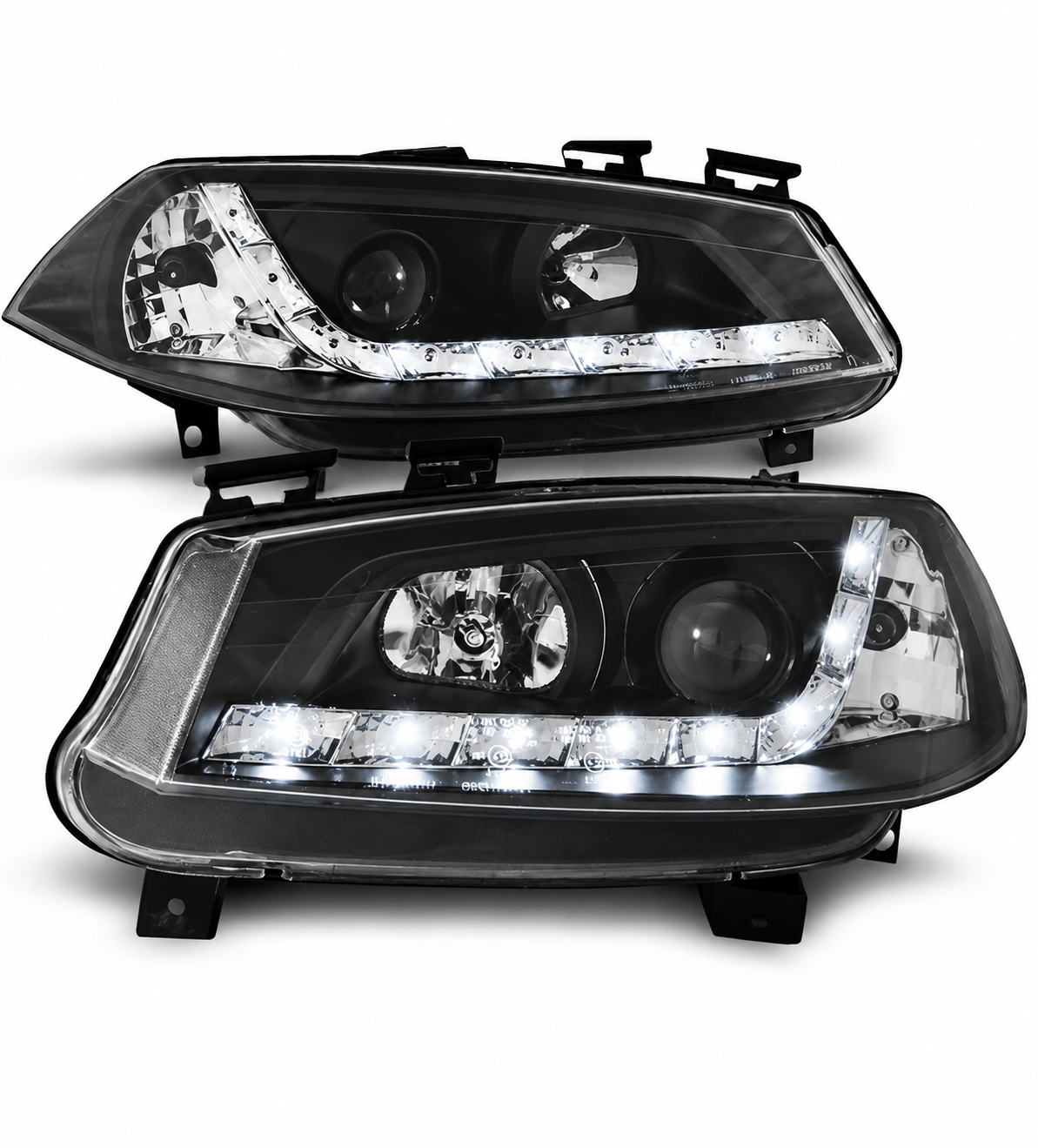 💕 Fari Anteriori Adatti per Renault Megane II 02-05 LED DRL Neri 💕