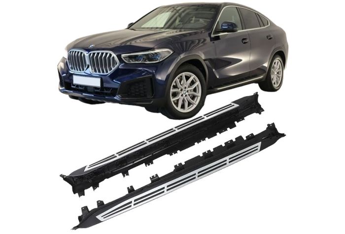 Pedane in alluminio con strisce in gomma antiscivolo adatte per BMW X6 G06