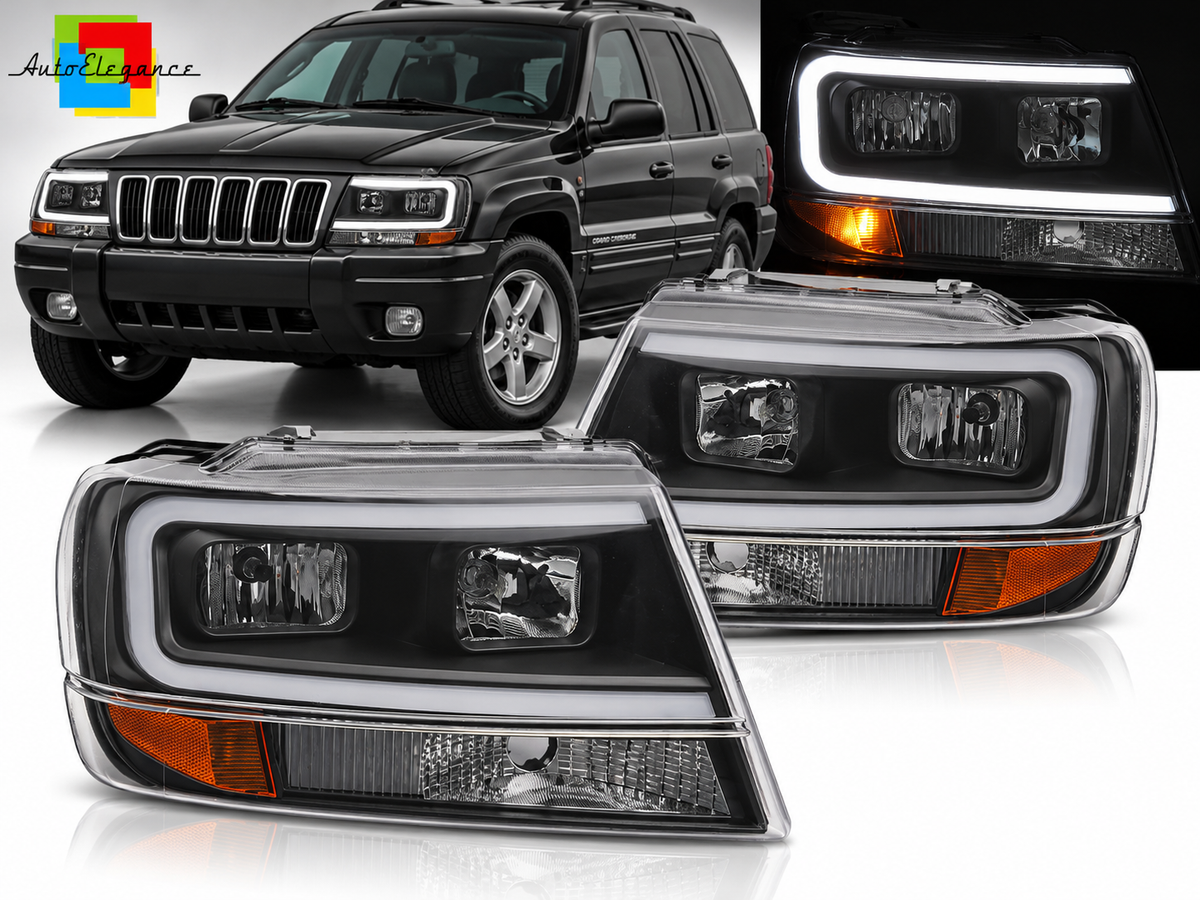 FARI ANTERIORI NERI FULL LED JEEP GRAND CHEROKEE 99-05