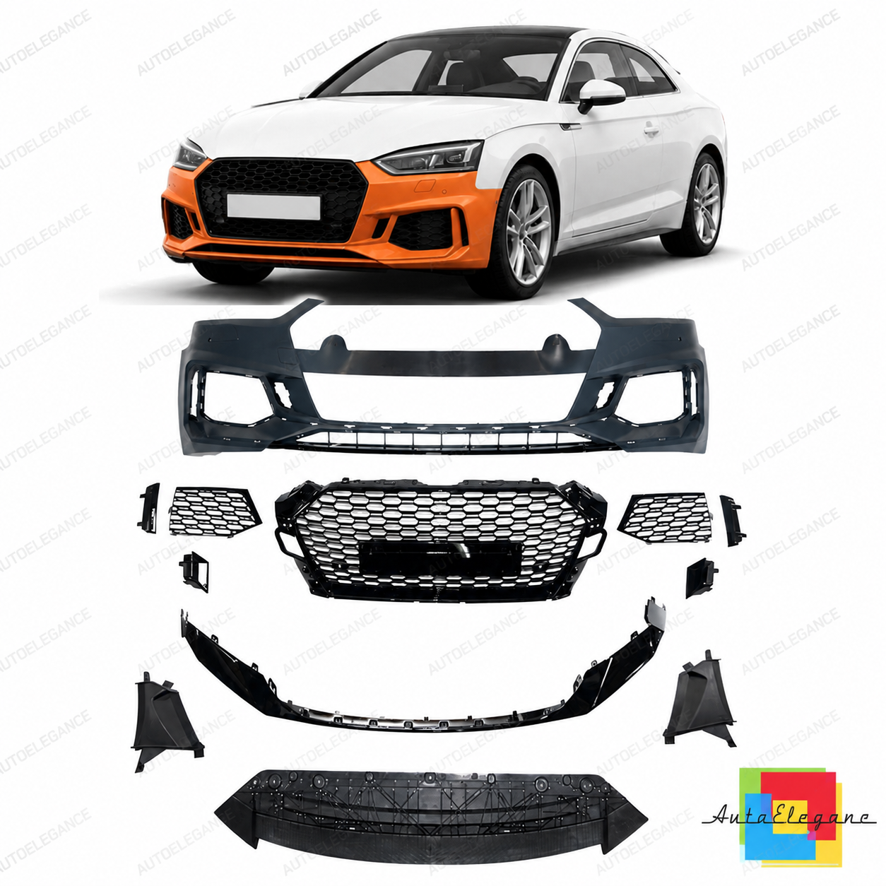 👉Paraurti anteriore e griglia PDC SRA adatti per Audi A5 F5 2016-2019👈