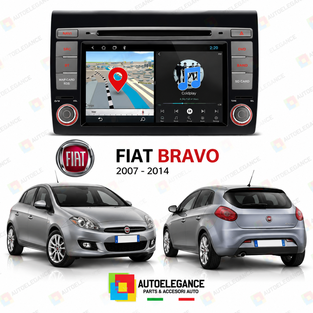 RADIO GPS ANDROID 11 ADATTO PER FIAT BRAVO 07-14 7"