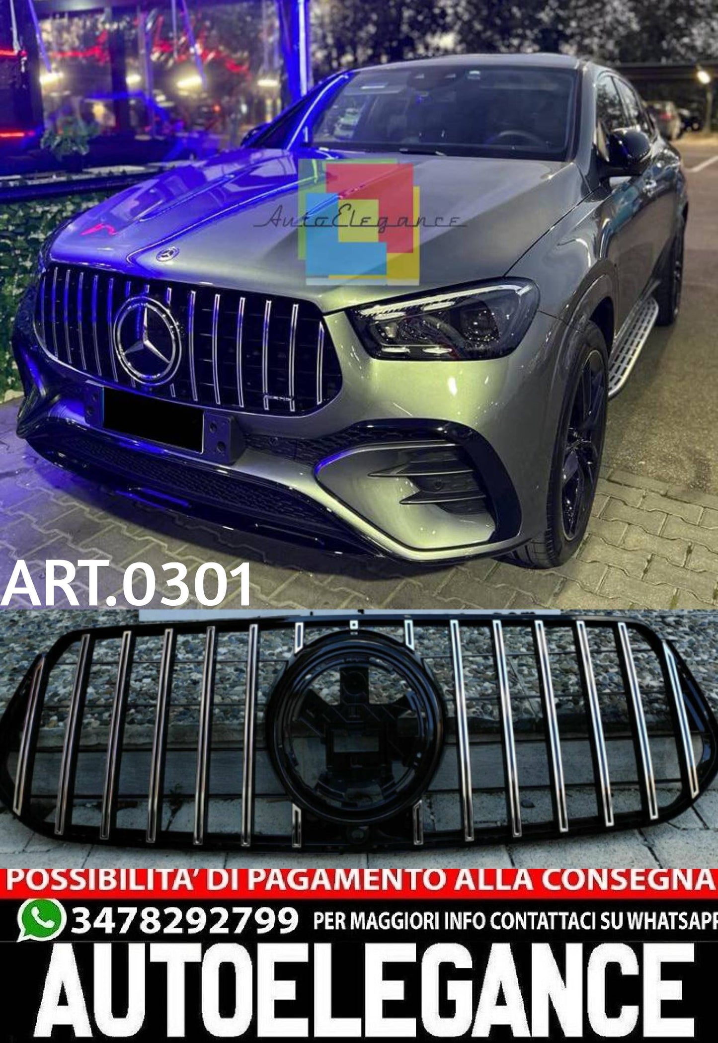 GRILLE SUITABLE FOR MERCEDES GLE W167 2019+ AMG LOOK CHROME PROFILES GT