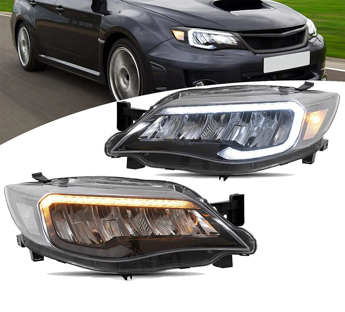 LED Headlights for Subaru WRX STI 2008-2014 with Animation and LED DRL