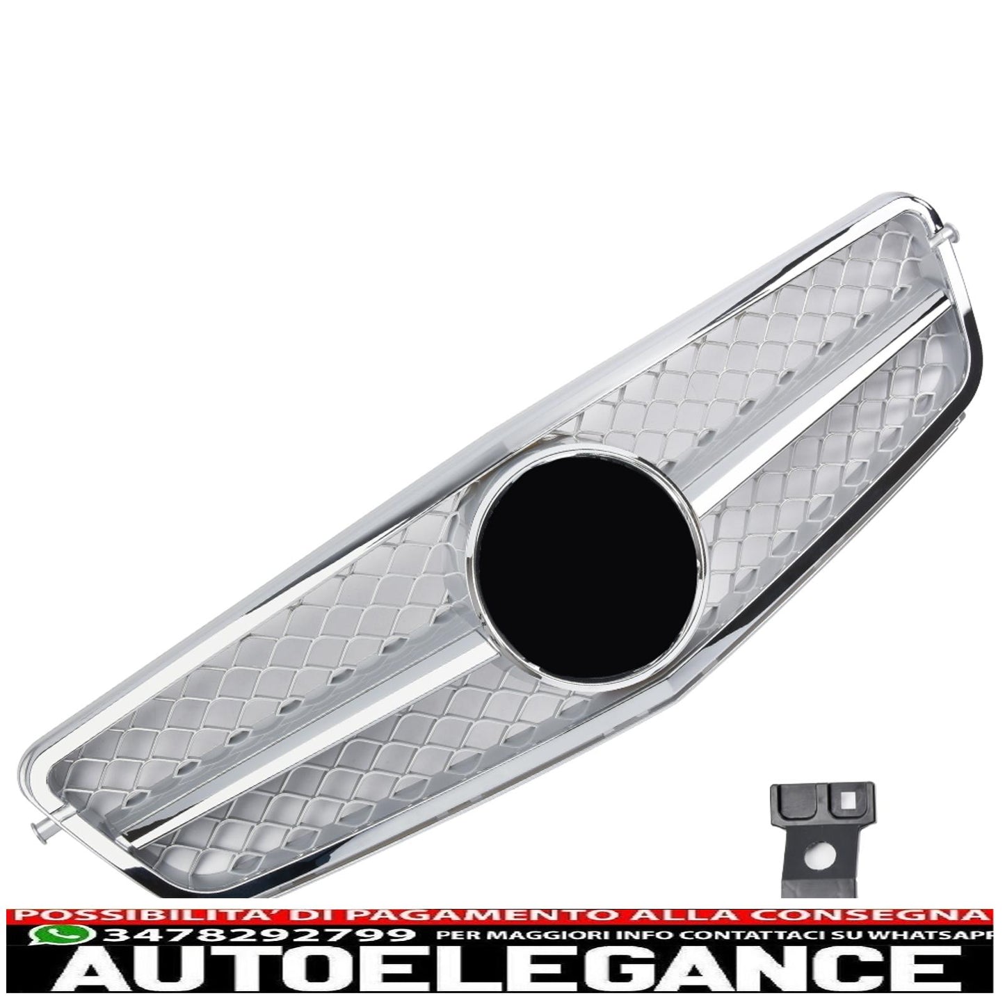 Griglia del radiatore sportiva per Mercedes W204 S204 argento + cromo