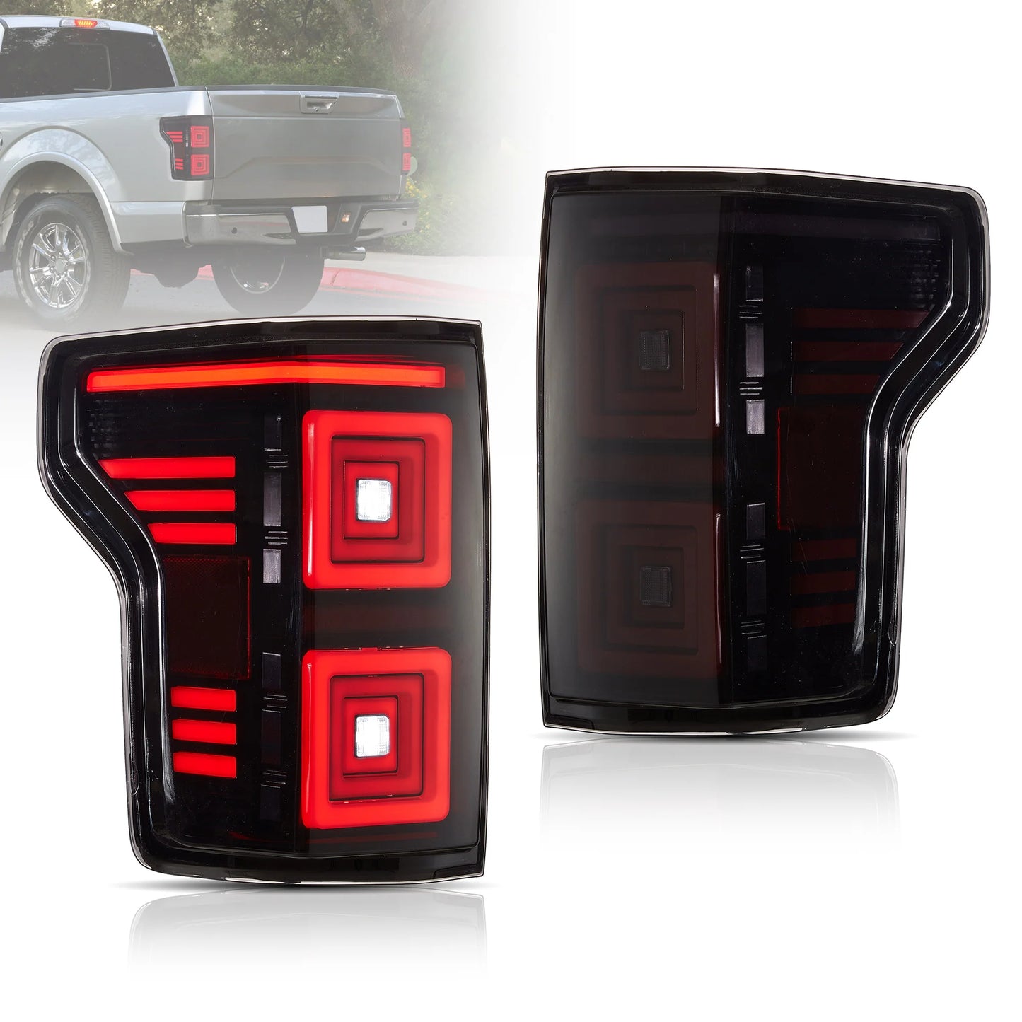 Fanali posteriori per Ford F150 2015-2020 con indicatore di direzione rosso【NON adatti per F150 Raptor】