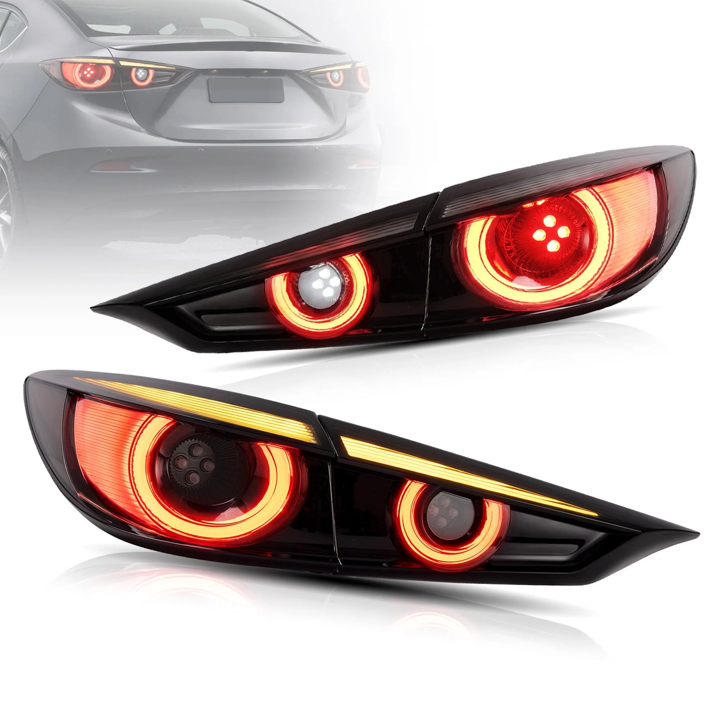 Fanali posteriori Full LED per Mazda 3 Axela Sedan 2014-2018 (segnali di direzione sequenziali con illuminazione dinamica di benvenuto)
