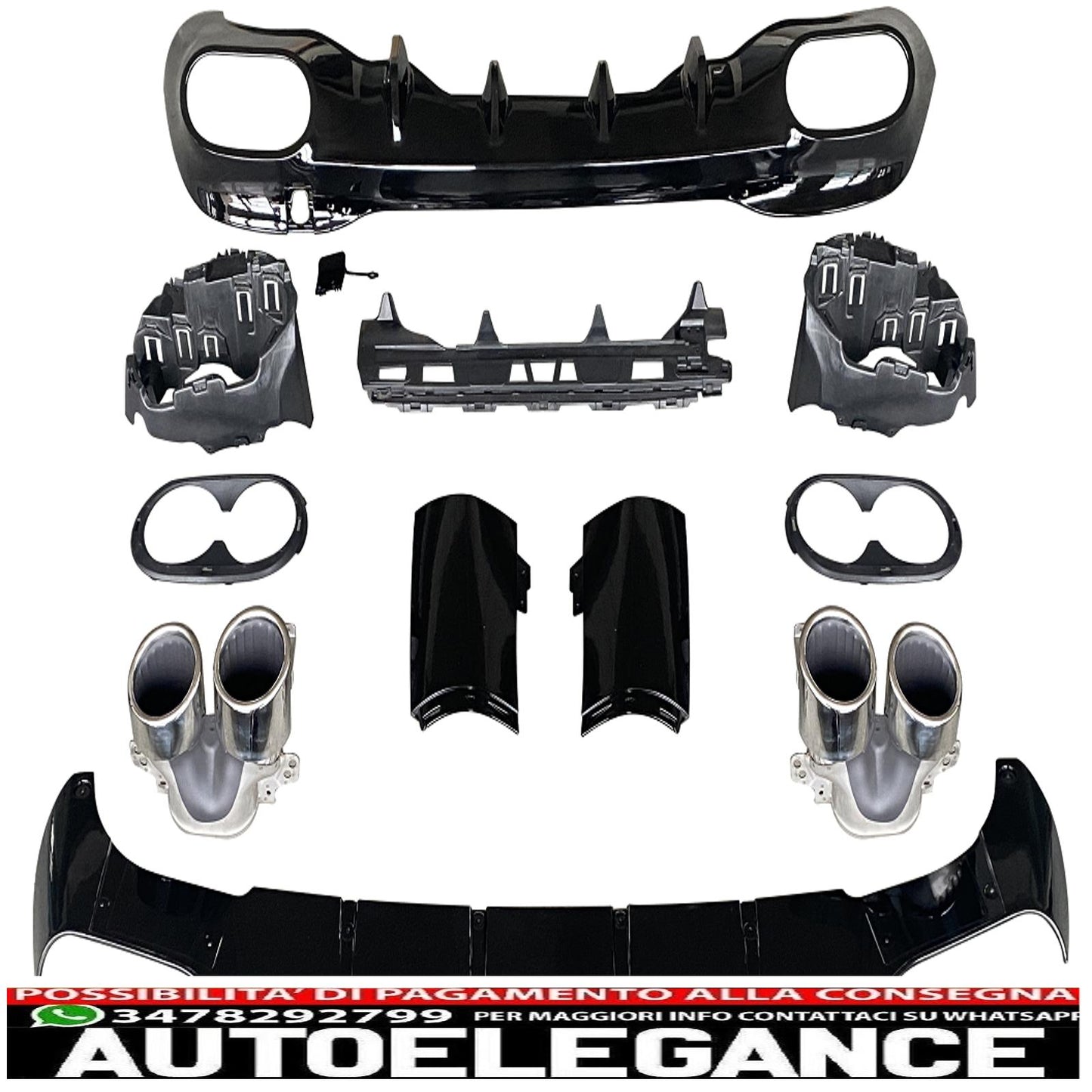 diffuser + bumper exhaust 2x2 chrome amg optics for mercedes w118 c118 cla-class -show original titleoriginal textdiffusor + auspuffblenden 2x2 chrom amg optik für mercedes w118 c118 cla-klasse