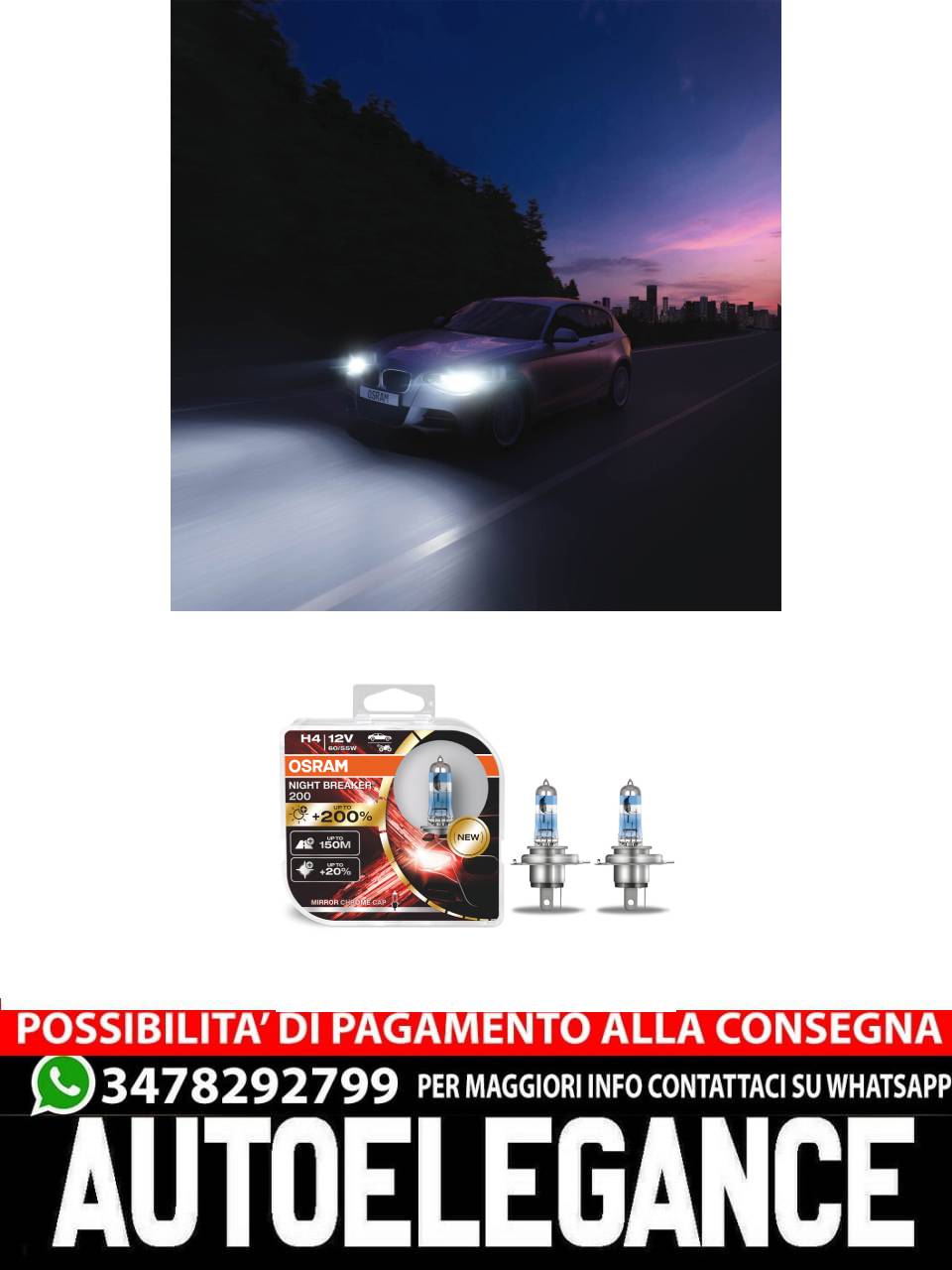 Lampadina H4 per auto Osram Night Breaker argento