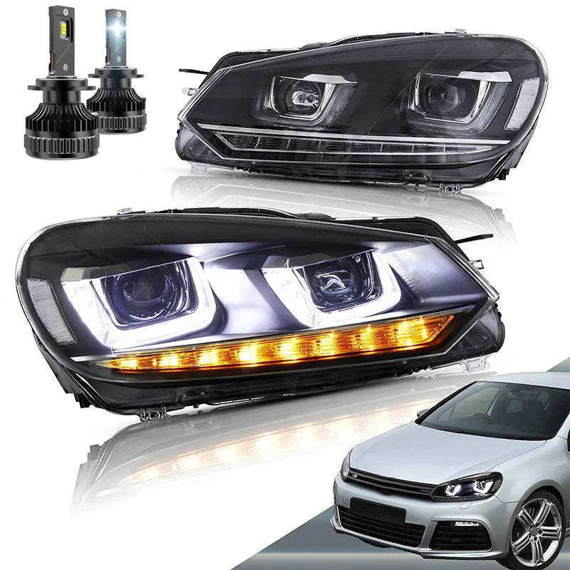 Fari a proiettore con 2 lampadine LED D2S per Volkswagen Golf 6 / MK6 2010-2014