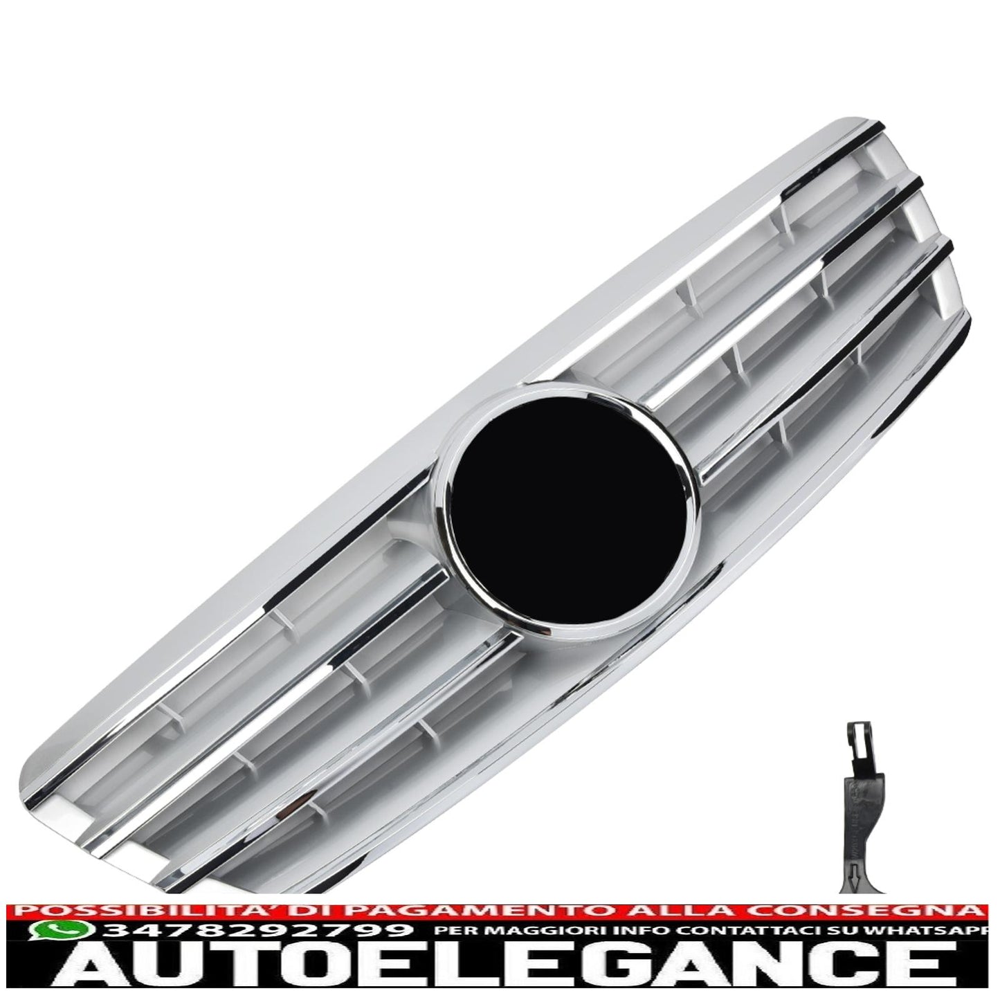 Sports radiator grille for Mercedes W203 S203 silver + chrome