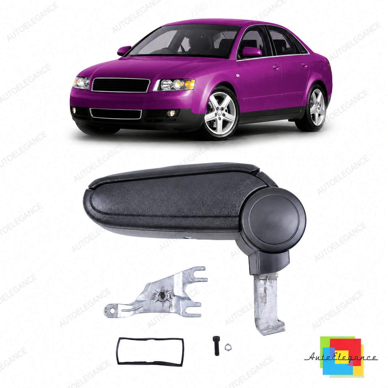 👉Bracciolo in pelle PU nera con vano portaoggetti Audi A4 B6 B7 2000-2008👈