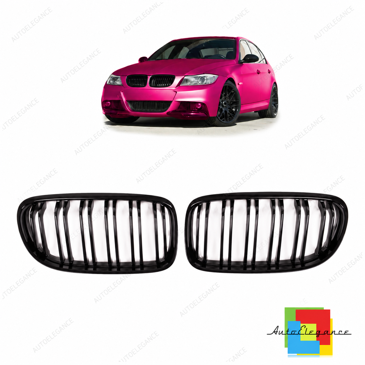 👉Griglia Doppia Linea Nero Opaco adatta per BMW Serie 3 E90 E91 2008-2011👈