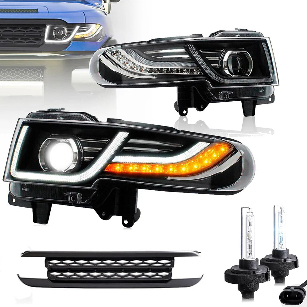 LED Headlights + 2x D2H Xenon Bulbs Suitable for Toyota FJ Cruiser 1st Generation 2007-2015
