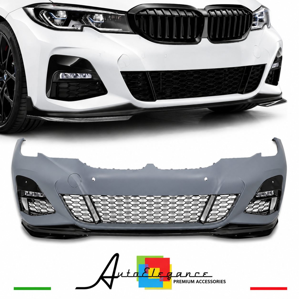 PARAURTI ANTERIORE BMW G20 G21 19-22 LOOK M PERFORMANCE LIP NERO OPACO PDC