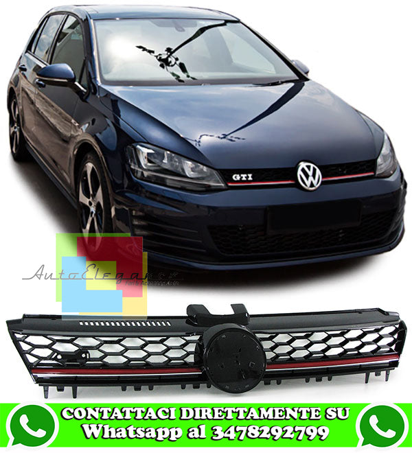 VW GOLF 7 VII 2012+ GRIGLIA ANTERIORE LOOK GTI SENZA LOGO
