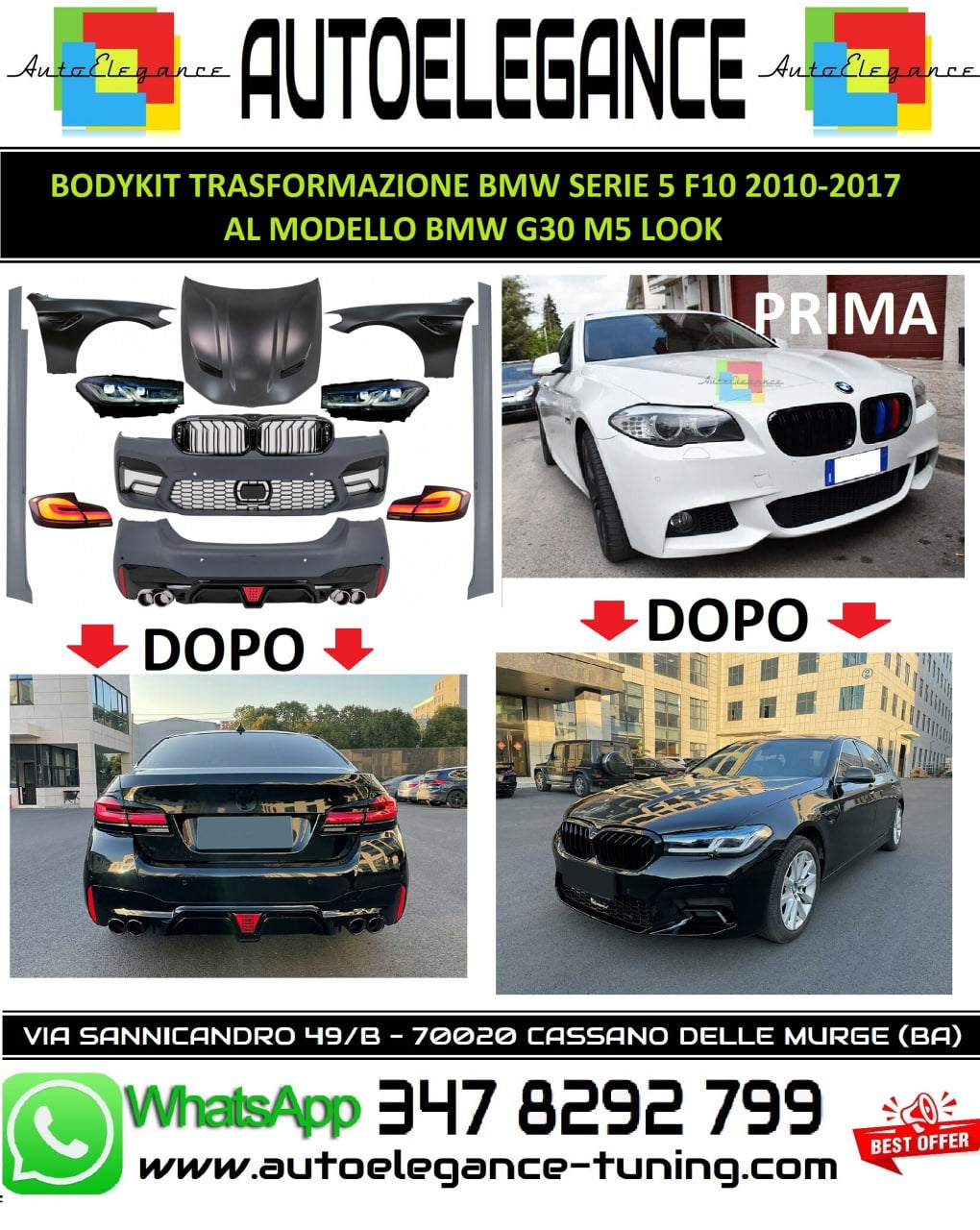 BODYKIT F10 TO G30 KIT COMPLETO TRASFORMAZIONE AUTOELEGANCERICAMBI