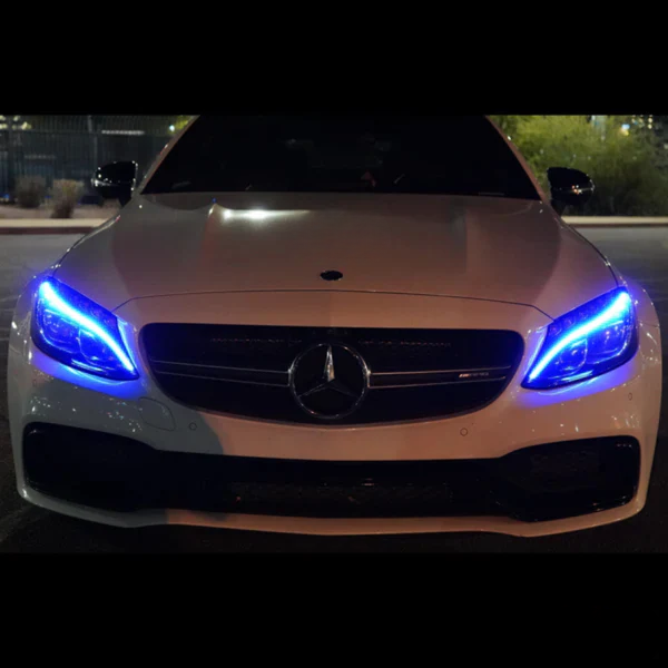 💫ART.7339 FARI ANTERIORI TRU DRL NERI per MERCEDES W205 2014-2018💫