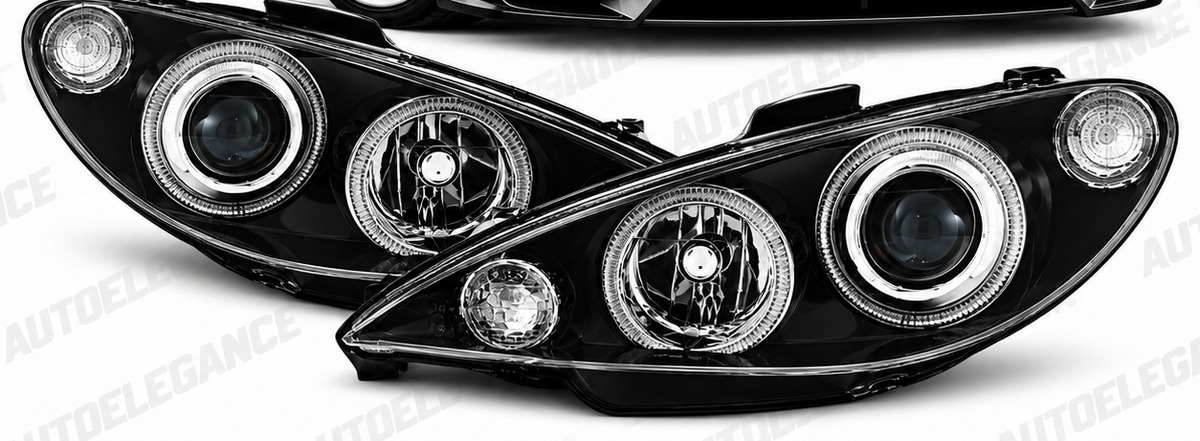ART.11099 FARI ANTERIORI ADATTO PER PEUGEOT 206 02- LED NERO