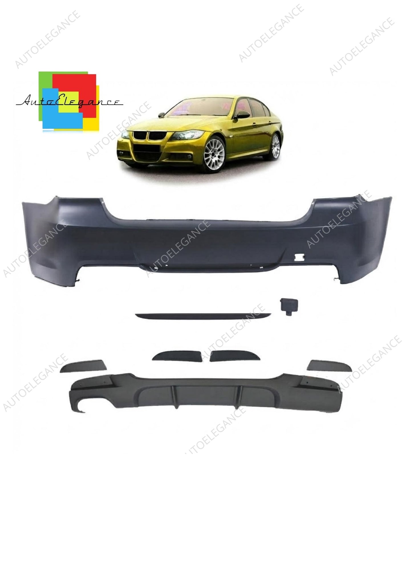 👉Paraurti posteriore sport con diffusore, adatto per BMW 3 E90 berlina 05-11👈